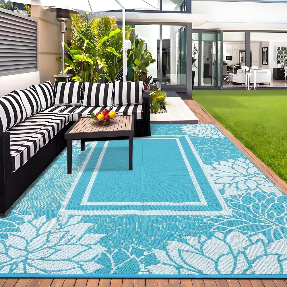 Outdoor Camping Rugs 9X18 - Lightweight 9x18 Outdoor Plastic Rug -