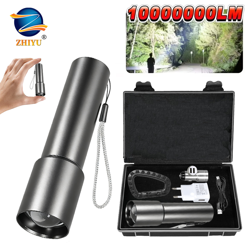 Outdoor Camping Items - Powerful LED Handheld Flashlights Type-C Rechargeable