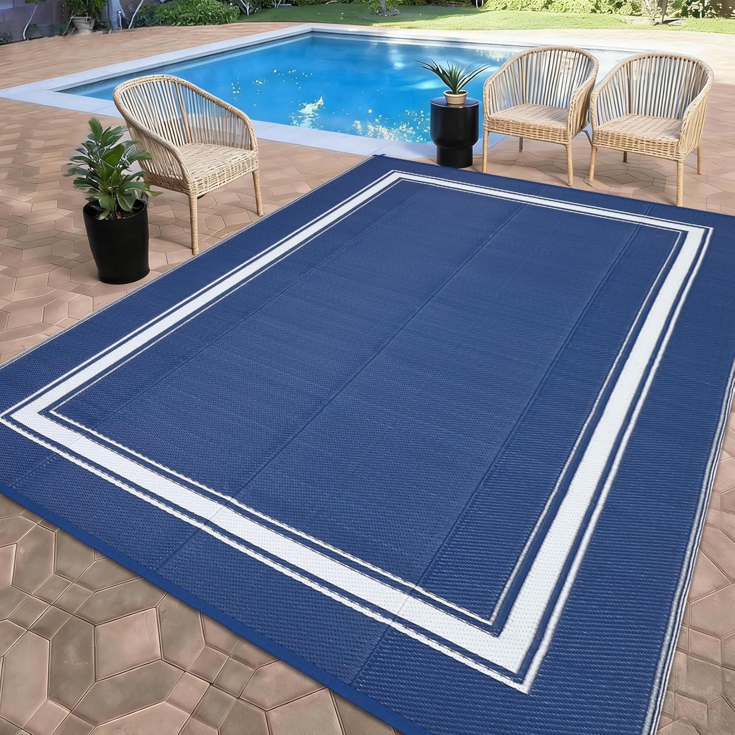 Outdoor Camping Rugs 9X18 - Patio Rugs Outdoor 9x18 Plastic Straw