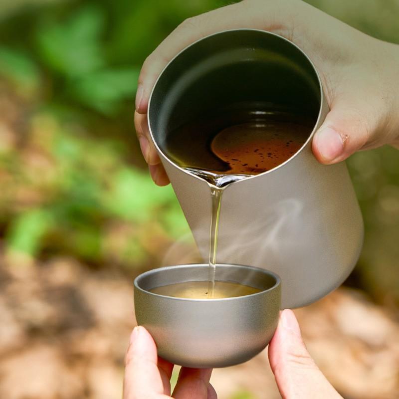 Outdoor Camping Kettle - D2 Pure Titanium Double-layer Small Tea