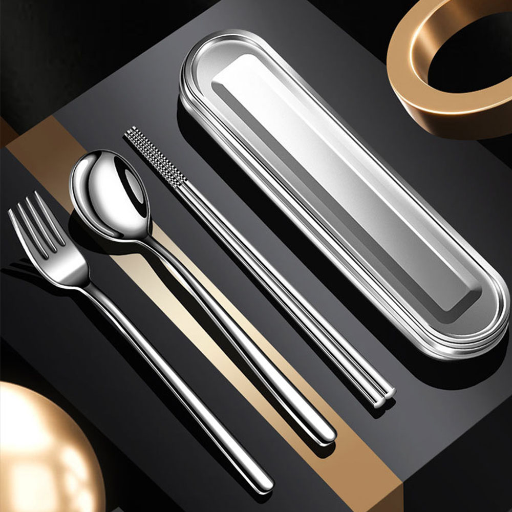 Outdoor Camping Set - Stainless Steel Portable Tableware Box Office
