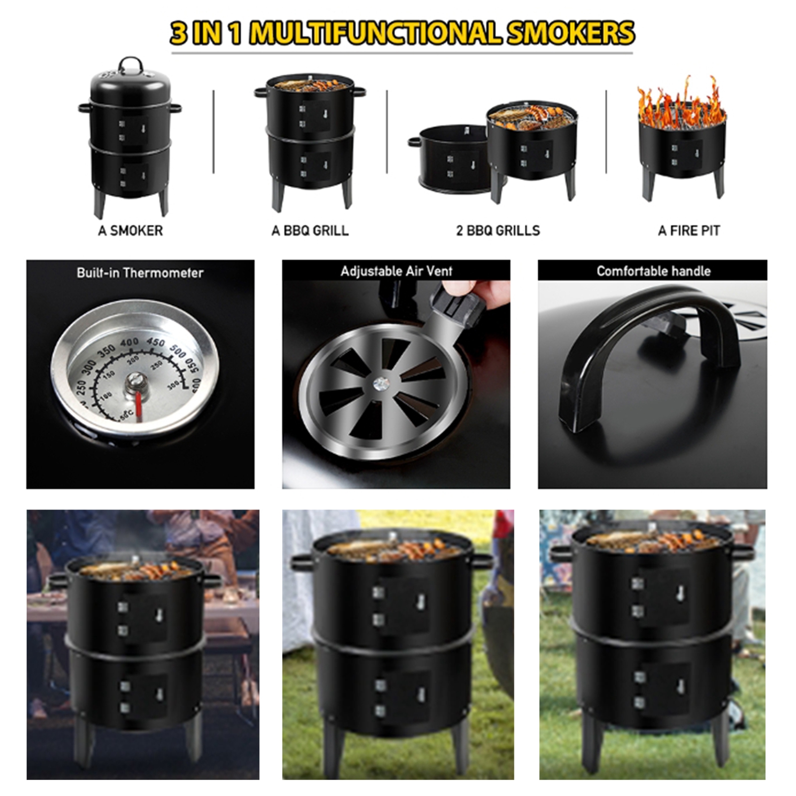 Vertical BBQ Grill Cooker Char - Outdoor Camping Fire Pit recensie en prijs
