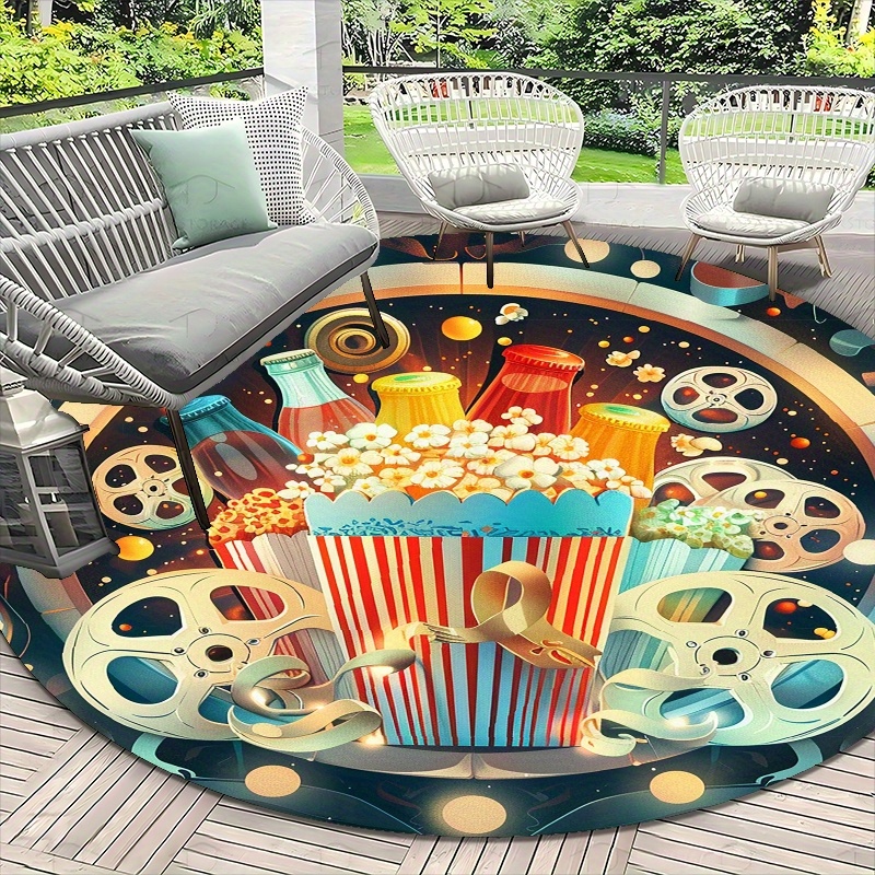 Round Movie Night Area Rug, Re - Outdoor Camping Movies recensie en prijs