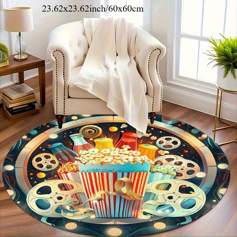 Round Movie Night Area Rug, Re - Outdoor Camping Movies recensie en prijs